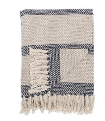 Bloomingville - Navy and Off White Throw